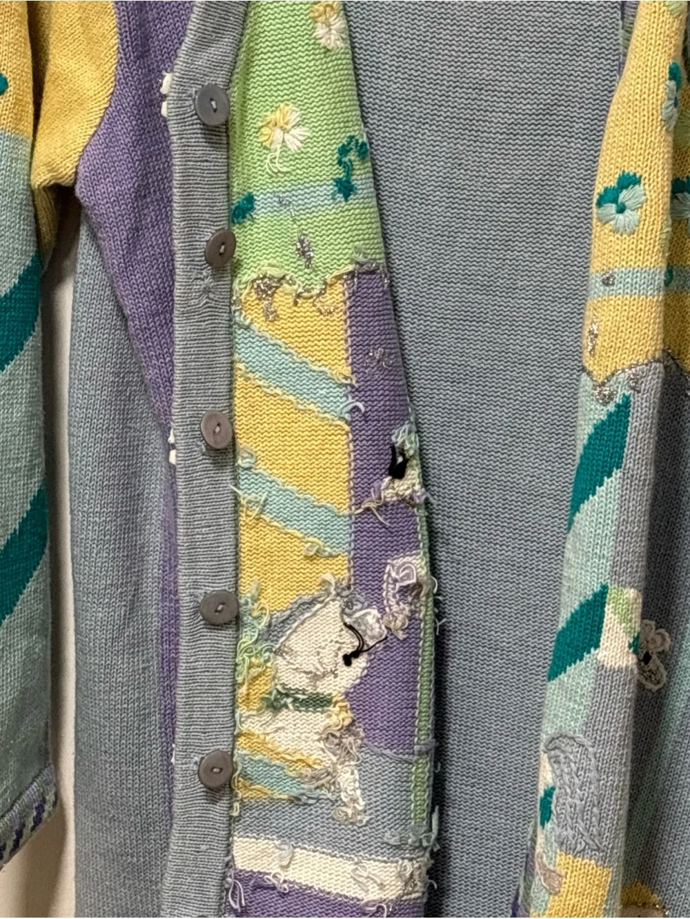 RARE Vintage Storybook Knits Women's MED Blue Purple Carousel Horses Cardigan - Picture 11 of 16